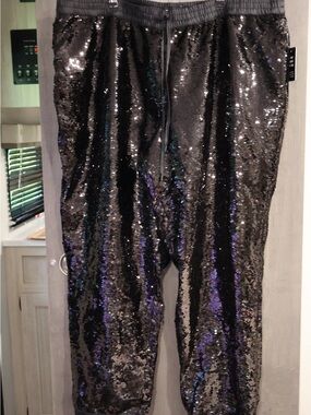 Express Black Sequin Joggers